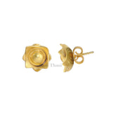 Handmade Stud Earrings-18k Gold Plated Sterling Silver Earrings-Christmas Gift Earrings-Silver Artisan Boho Jewelry-Desinger Flower Earrings